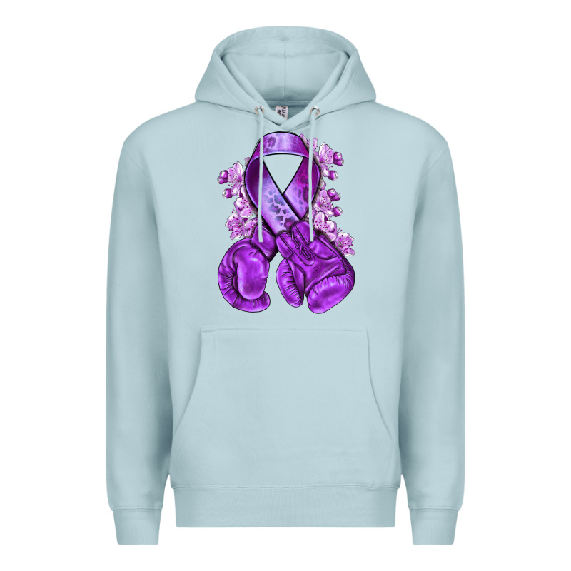 Purple Ribbon With Boxing Gloves Premium Hoodie by NancyCooperArtShop | Teevron