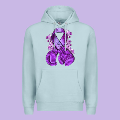 Purple Ribbon With Boxing Gloves Premium Hoodie Designed By Nancycooperartshop