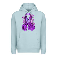 Blue Mist purple ribbon with boxing gloves Premium Hoodie - NancyCooperArtShop