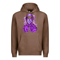 Chestnut purple ribbon with boxing gloves Premium Hoodie - NancyCooperArtShop
