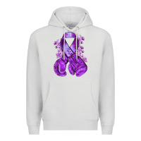 Dove Grey purple ribbon with boxing gloves Premium Hoodie - NancyCooperArtShop