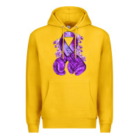 Lemon purple ribbon with boxing gloves Premium Hoodie - NancyCooperArtShop