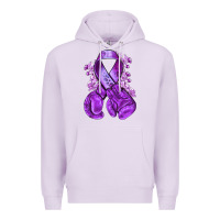 Lilac purple ribbon with boxing gloves Premium Hoodie - NancyCooperArtShop
