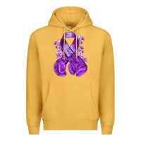 Mustard purple ribbon with boxing gloves Premium Hoodie - NancyCooperArtShop
