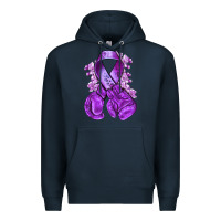 Navy purple ribbon with boxing gloves Premium Hoodie - NancyCooperArtShop