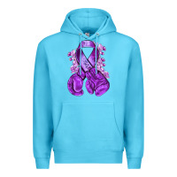 Ocean Blue purple ribbon with boxing gloves Premium Hoodie - NancyCooperArtShop