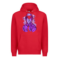 Red purple ribbon with boxing gloves Premium Hoodie - NancyCooperArtShop