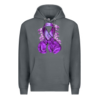 Rock purple ribbon with boxing gloves Premium Hoodie - NancyCooperArtShop