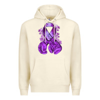 Sandshell purple ribbon with boxing gloves Premium Hoodie - NancyCooperArtShop