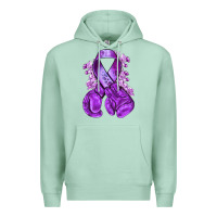 Seafoam purple ribbon with boxing gloves Premium Hoodie - NancyCooperArtShop