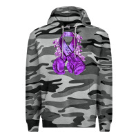 Slate Camo purple ribbon with boxing gloves Premium Hoodie - NancyCooperArtShop