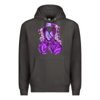 Smoke purple ribbon with boxing gloves Premium Hoodie - NancyCooperArtShop