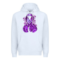 White purple ribbon with boxing gloves Premium Hoodie - NancyCooperArtShop