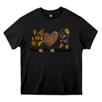 Black peace love dachshund Heavy Core Tee - RanaPortraitStore