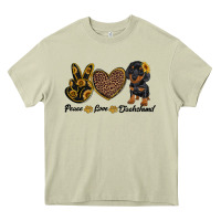 Peace Love Dachshund Heavy Core Tee | Teevron