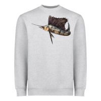 Heather Grey Atlantic Sailfish Illustrations Heavyweight Sweatshirt - LillyAllenDesigns