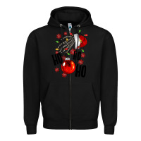 Black Ho ho ho skeleton Zipper Hoodie - NancyCooperArtShop