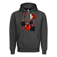 Charcoal Heather Ho ho ho skeleton Zipper Hoodie - NancyCooperArtShop