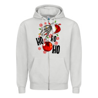 Dove Grey Ho ho ho skeleton Zipper Hoodie - NancyCooperArtShop
