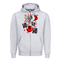 Heather Grey Ho ho ho skeleton Zipper Hoodie - NancyCooperArtShop