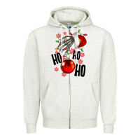 Oatmeal Heather Ho ho ho skeleton Zipper Hoodie - NancyCooperArtShop