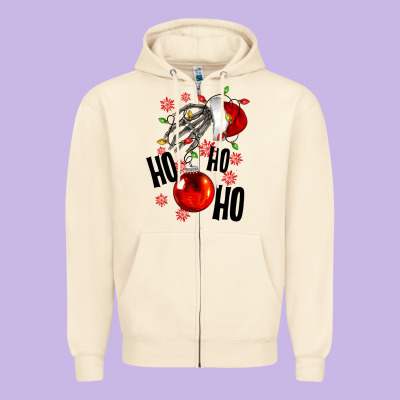 Ho Ho Ho Skeleton Zipper Hoodie Designed By Nancycooperartshop