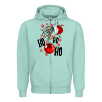 Seafoam Ho ho ho skeleton Zipper Hoodie - NancyCooperArtShop