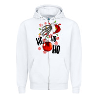 White Ho ho ho skeleton Zipper Hoodie - NancyCooperArtShop