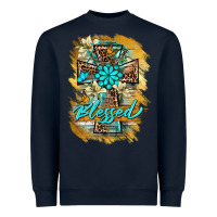 Navy western cross blessed lily butterfly Heavyweight Sweatshirt - BarkalooDesign
