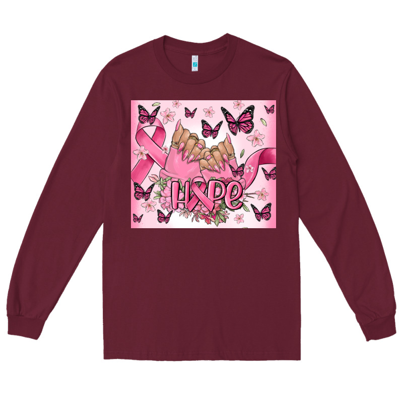 Breast Cancer Nails Hope Long Sleeve Tee by MaliasSmallBusiness | Teevron