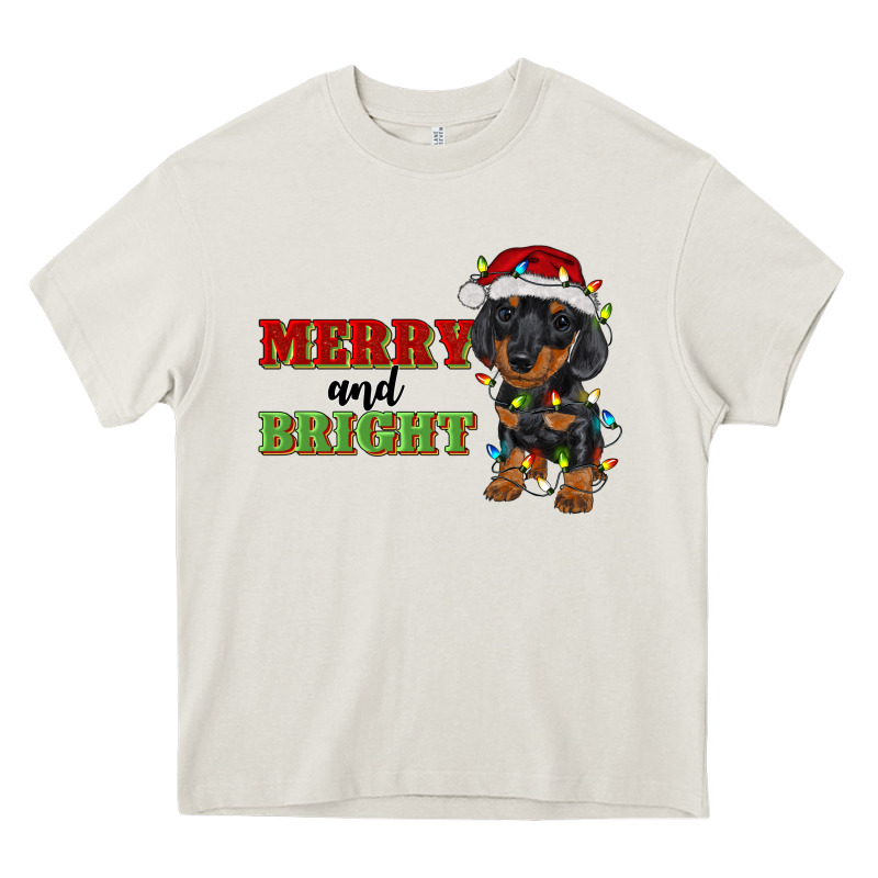 Merry And Bright Dachshund Heavy Core Tee by RanaPortraitStore | Teevron