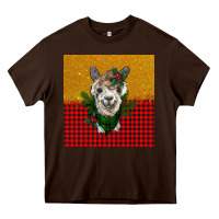 Chocolate Brown christmas alpacas Heavy Core Tee - BarkalooDesign