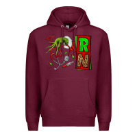 Burgundy Christmas Character  Nurse Premium Hoodie - NancyCooperArtShop