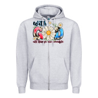 Heather Grey With God All Things Are Possible Zipper Hoodie - MaliasSmallBusiness