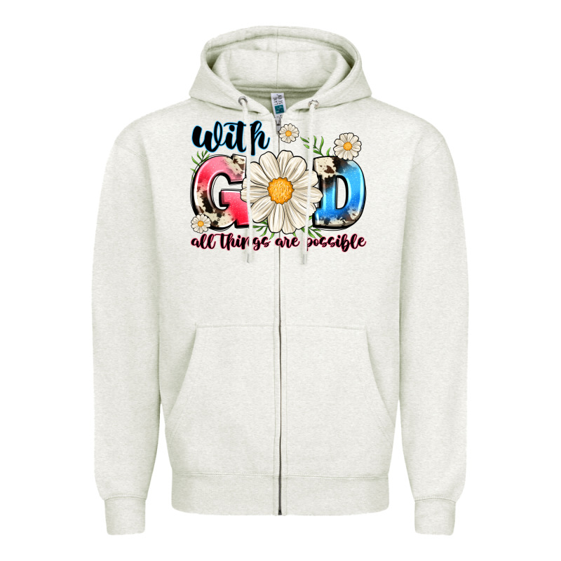 With God All Things Are Possible Zipper Hoodie by MaliasSmallBusiness | Teevron