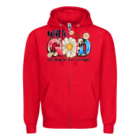 Red With God All Things Are Possible Zipper Hoodie - MaliasSmallBusiness