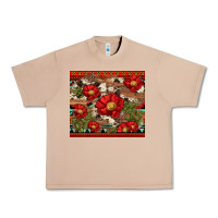 Burro red flower and cactus with cowhide and aztec Urban Heavy Tee - Artiststas