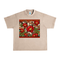 French Oak red flower and cactus with cowhide and aztec Urban Heavy Tee - Artiststas