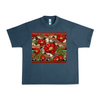 Midnight Navy red flower and cactus with cowhide and aztec Urban Heavy Tee - Artiststas