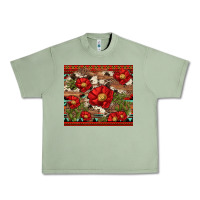 Oil Green red flower and cactus with cowhide and aztec Urban Heavy Tee - Artiststas
