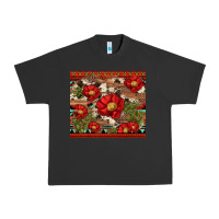 Pigment Black red flower and cactus with cowhide and aztec Urban Heavy Tee - Artiststas