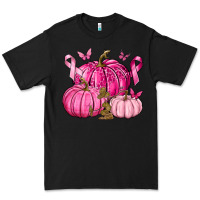 Black Breast Cancer We Wear Pink with Pumpkin and Ribbon Premium Tee - texasbilliewilder