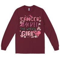 Burgundy cancer picked the wrong girl malia Long Sleeve Tee - MaliasSmallBusiness