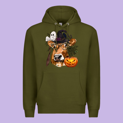 Boo Heifer Cow Halloween Premium Hoodie Designed By Texasbilliewilder