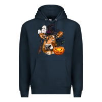 Navy Boo Heifer Cow Halloween Premium Hoodie - texasbilliewilder