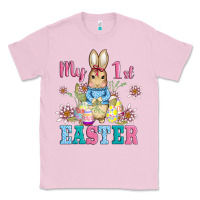 Bubblegum Pink my first easter with baby bunny and eggs Classic Tee - AdoDesignShop