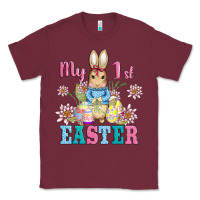 Burgundy my first easter with baby bunny and eggs Classic Tee - AdoDesignShop