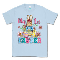 Dusty Blue my first easter with baby bunny and eggs Classic Tee - AdoDesignShop
