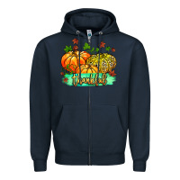 Navy thankful pumpkins with glitter Zipper Hoodie - MaliasSmallBusiness