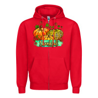 Red thankful pumpkins with glitter Zipper Hoodie - MaliasSmallBusiness